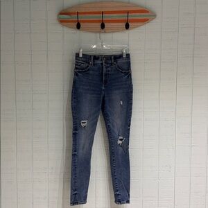 Express Medium Wash High Rise Skinny Jeans